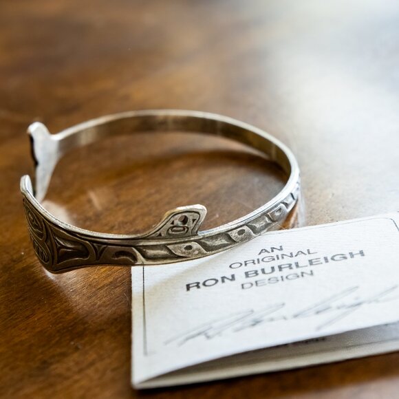 WEST COAST ART RON BURLEIGH NATIVE STYLE MEN OR WOMEN STERLING BRACELET CUFF - Picture 2 of 3